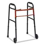 DMI&reg; Two-Button Release Folding Walker with Wheels, Black/Copper, Aluminum, 32-38"H # BGH80210450200