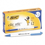 BIC Clic Stic Retractable Ballpoint Pen, Blue Ink, Medi