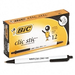 BIC Clic Stic Retractable Ballpoint Pen, Black Ink, Med