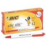 BIC Clic Stic Retractable Ballpoint Pen, Red Ink, Mediu