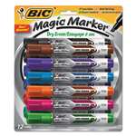 BIC&reg; Magic Marker Low Odor & Bold Writing Tank Style Dry Erase Marker, Asst., 12/Pk # BICGELITP121AST