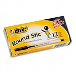 BIC Round Stic Ballpoint Pen, Black Ink, Medium,1.0 mm