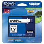 Brother&reg; P-Touch&reg; TZe Standard Adhesive Laminated Labeling Tape, 1/2w, Black on White # BRTTZE231