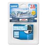 Brother&reg; P-Touch&reg; TZ Standard Adhesive Laminated Labeling Tape, 3/4w, White on Blue # BRTTZE545