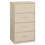 basyx&trade; 400 Series Four-Drawer Lateral File, 36w x 19-1/4d x 53-1/4h, Putty # BSX484LL