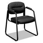 basyx&reg; VL653 Series Guest Side Chair, Black SofThread Leather/Black Frame # BSXVL653SB11