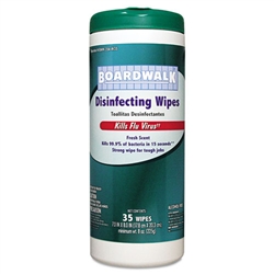 Boardwalk&reg; Disinfecting Wipes, 8 x 7, Fresh Scent, 35 per Canister, 12 per Carton # BWK354W35