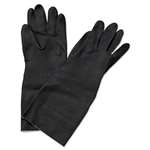 Boardwalk&reg; Neoprene Flock-Lined Gloves, Long-Sleeved, Large, Black, 12 Pairs # BWK543L