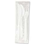 Boardwalk&reg; Three-Piece Wrapped Cutlery Kit: Fork, Knife, Spoon; White, 250 Kits/Carton # BWKCOMBOKIT