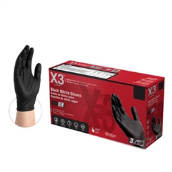 AMMEX X3 Black Industrial Grade Black Nitrile Gloves 100 Case of 1000-Medium
