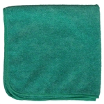 Premium green microfiber cleaning cloths, 320 GSM, 16x16 inches, pack of 12