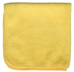 Pack of 12 premium yellow microfiber cleaning cloths, 320 GSM, 16x16, lint-free reusable