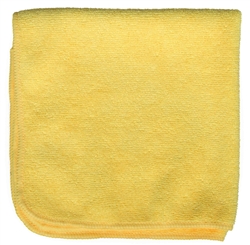 Pack of 12 premium yellow microfiber cleaning cloths, 320 GSM, 16x16, lint-free reusable