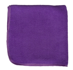 Premium 320 GSM purple microfiber cleaning cloths, 16x16 inches, pack of 12, lint-free and streak-free for commercial cleaning