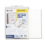 C-Line Self-Stick Dry Erase Sheets, 8 1/2 x 11, White, 