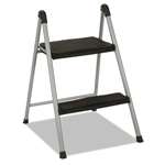 Cosco&reg; Folding Step Stool, 2-Step, 200lb, 16 9/10" Working Height, Platinum/Black # CSC11024PBL1E