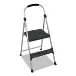 Cosco&reg; Aluminum Step Stool, 2-Step, 225lb, 18 9/10" Working Height, Platinum/Black # CSC11311ABL1E