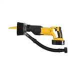 Dustless SawBuddie D2415 dust shroud attached to a reciprocating saw for point-of-cut dust collection