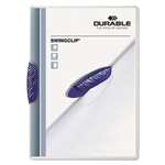 Durable&reg; Swingclip Polypropylene Report Cover, Letter Size, Clear/Dark Blue Clip, 25/Box # DBL226307