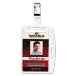 Durable&reg; Shell-Style ID Card Holder, Vertical/Horizontal, With Clip, Clear, 25/Pack # DBL800519