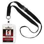 Durable&reg; Shell-Style ID Card Holder, Vertical/Horizontal, With Necklace, Clear, 10/Pack # DBL826819