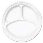 Dart&reg; Famous Service Plastic Dinnerware, Plate, 3-Comp, 10 1/4" dia, White, 500/Carton # DCC10CPWF