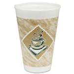 Dart&reg; Foam Hot/Cold Cups, 16oz, White w/Brown & Green, 1000/Carton # DCC16X16G