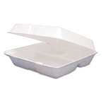 Dart&reg; Foam Container, Hinged Lid, 3-Comp, 8 3/8 x 7 7/8 x 3 1/4, 200/Carton # DCC85HT3R