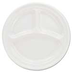 Dart&reg; Plastic Plates, 9 Inches, White, 3 Compartments, Round, 125/Pack # DCC9CPWF