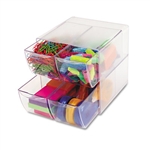 deflect-o Desk Cube, w/4 Drawers, Clear Plastic, 6 x 6 