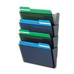 deflect-o&reg; DocuPocket Four-Pocket Wall Set, Plastic, Letter, 13 x 4 x 7, Smoke # DEF73402