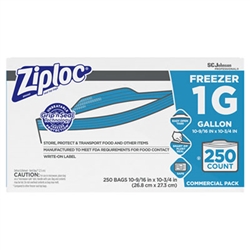 Ziploc&reg; Double-Zipper Freezer Bags, 1gal, 2.7mil, Clear w/Label Panel, 250/Carton # DVO94604