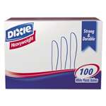 Dixie&reg; Plastic Cutlery, Heavyweight Knives, White, 1000 per Carton # DXEKH207CT