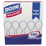 Dixie&reg; Plastic Cutlery, Heavyweight Soup Spoons, White, 1000 per Carton # DXESH207CT