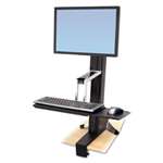 Ergotron&reg; WorkFit-S Sit-Stand Workstation w/o Worksurface, LCD HD Monitor, Aluminum/Black # ERG33344200