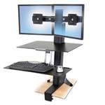 Ergotron&reg; WorkFit-S Sit-Stand Workstation w/Worksurface, Dual LCD Monitors, Aluminum/Black # ERG33349200