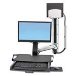 Ergotron&reg; StyleView Sit-Stand Combo w/Worksurface, CPU Holder, Wall Track, Aluminum/Black # ERG45270026