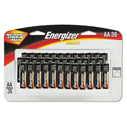 Energizer Alkaline Batteries, AA, 36 Batteries/Pack # E