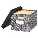 Bankers Box&reg; STOR/FILE&trade; Decorative Medium-Duty Storage Boxes, Letter, Black/White Brocade # FEL0022705