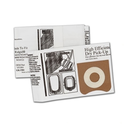 Green Klean Ridgid High Efficiency Paper- Dry Pickup WD4050/4070/4550/4522, OEM # VF3501, 5 / 2 packs