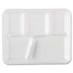 Genpak&reg; Foam School Trays, 5-Comp, 10 2/5 x 8 2/5 x 1 1/4, White, 500/Carton # GNP10500