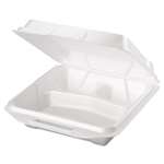 Genpak&reg; Foam Food Containers, 3-Comp, 9 1/4 x 9 1/4 x 3, White, 100/Bag, 2 Bags/Carton # GNP20310