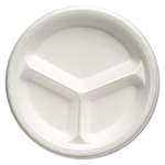 Genpak&reg; Foam Dinnerware, Plate, 3-Comp, 10 1/4" dia, White, 125/Pack, 4 Packs/Carton # GNP81300