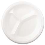 Genpak&reg; Foam Dinnerware, Plate, 3-Comp, 8 7/8" dia, White, 125/Pack, 4 Packs/Carton # GNP83900