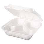 Genpak&reg; Snap It Foam Container, 3-Comp, 8 1/4 x 8 x 3, White, 100/Bag, 2 Bags/Carton # GNPSN243