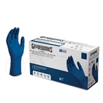 Ammex GlovePlus Medium, Blue Latex Exam Powder Free Disposable Gloves (Case of 500), GPLHD84100M