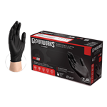 Ammex GlovePlus Medium, Black Nitrile Industrial Latex Free Disposable Gloves (Case of 1000) (Black) (Case), GPNB44