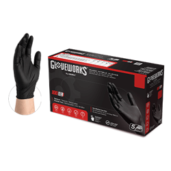 Ammex GlovePlus Medium, Black Nitrile Industrial Latex Free Disposable Gloves (Case of 1000) (Black) (Case), GPNB44