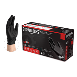 Ammex GlovePlus X-Large, Black Nitrile Industrial Latex Free Disposable Gloves (Case of 1000) (Black) (Case), GPNB481