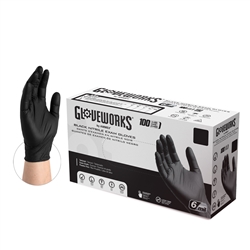Gloveworks Black Nitrile Examination Gloves, XX-Large, GWBEN42100-XXL